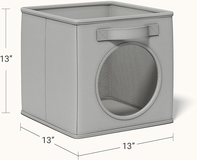 Vailando Ultra Thick Fabric Foldable Storage Bins with Mesh Window - 13 Inch Cube Storage Organizer for Clothes, Shelves, Off