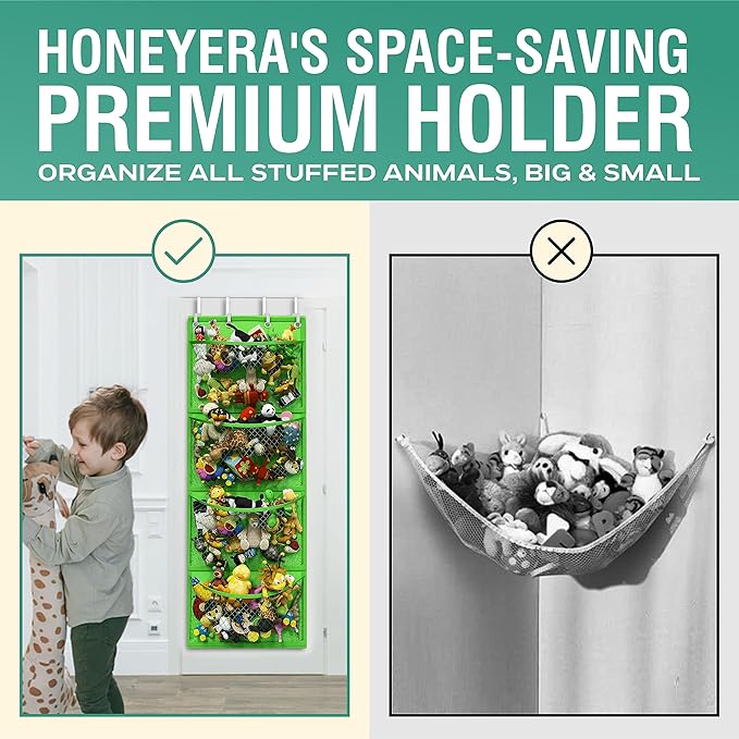 Honeyera Storage for Stuffed Animal - Over Door Organizer for Stuffies, Baby Accessories, and Toy Plush/Easy Installation wit