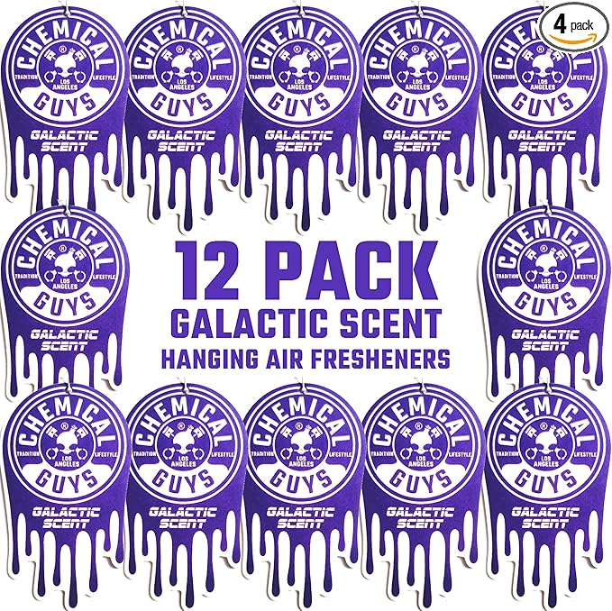 Chemical Guys Hanging Air Freshener, Galactic Scent 12 Pack, Great for Cars, Trucks, SUVs, RVs, Home, Garage, Workspace, Dorm
