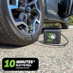 Slime 40060 Tire Inflator, Compact, Portable Car Air Compressor, Analog, Quick Connect Air Hose, Flat Tire Puncture Repair, 12V, 10 min inflation