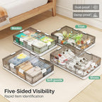 Kitstorack Clear Plastic Under Bed Storage Containers Bins with Lids and 8 Pre-installed Wheels,37.8 Qt, Rolling Foldable Fla
