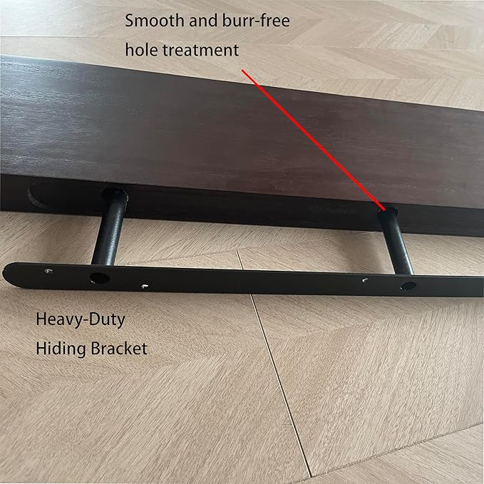 IEO Long Wooden Floating Shelves for Room Wall, Natural Wood Floating Shelves Wall Mounted Kitchen Shelf for Living Room, Bed