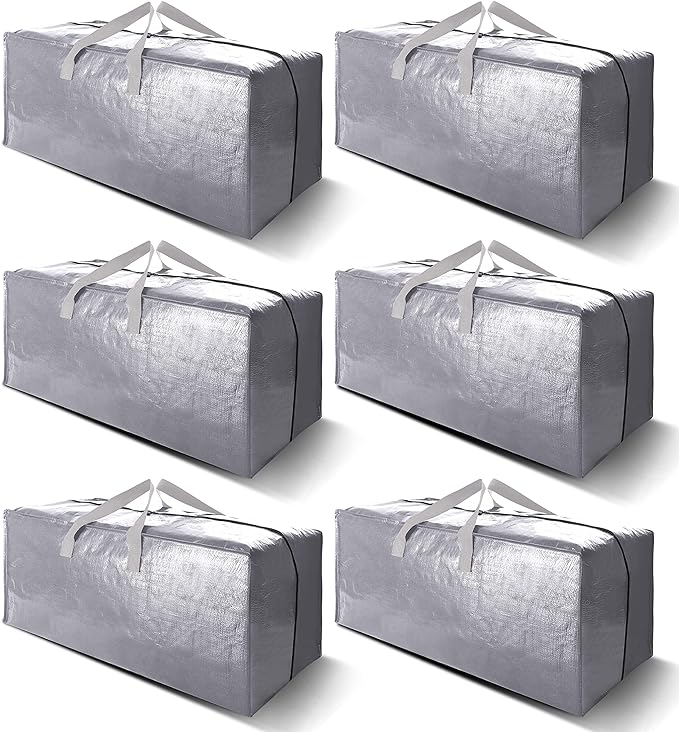VELVETSURE Heavy Duty Extra Large Moving Bags W/Backpack Straps - Strong Handles & Zippers, Storage Totes For Space Saving, F