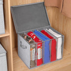 Zilink Upgraded Sweater Storage for Closet Shelf with Lids and Support Boards Clothes Organizer for Closet with 5 Grids Divid