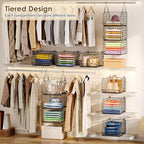 Capacity Upgrade Edition Deeper 4'' 5 Tier Foldable Hanging Closet Organizer and Storage，Wire Cabinet Shelves and Rack with 5