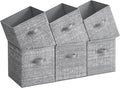 SONGMICS Storage Cubes, 13-Inch Non-Woven Fabric Bins with Double Handles, Set of 6, Closet Organizers for Shelves, Foldable,