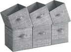 SONGMICS Storage Cubes, 13-Inch Non-Woven Fabric Bins with Double Handles, Set of 6, Closet Organizers for Shelves, Foldable,