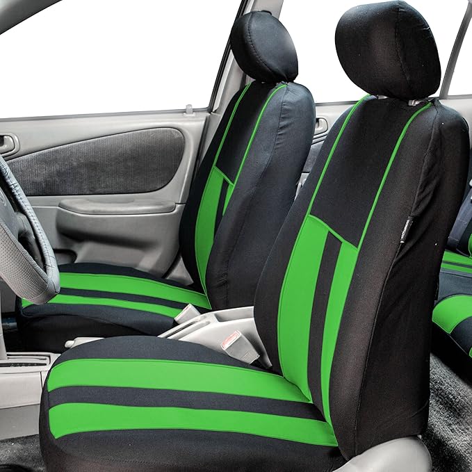 FH Group Car Seat Cover Full Set Striking Striped Car Seat Covers with Front Seat Covers and Rear Split Bench, Universal Fit 