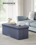 SONGMICS MAZIE Collection - 43 Inches Folding Storage Ottoman Bench, Ottoman Foot Rest, End of Bed Bench, Storage Chest, Load