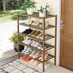 Smiry Shoe Rack, 5 Tier Thick Bamboo Shoe Organizer, Stackable Free Standing Wooden Shoe Storage Shelf for Closet, Entryway, 