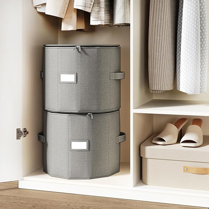 Vailando Shoe Organizer for Closet - Cylindrical Shoe Storage Organizer with Adjustable Dividers for Closet, Foldable Shoe St