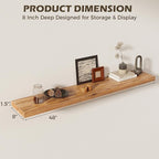 48 Inch Floating Shelves for Wall, 8"D High End Solid Hardwood Shelves for Decor Storage, Rustic Wall Shelves with Invisible 