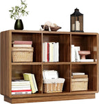 ChooChoo 6 Cube Storage Organizer, Wooden Bookcase with Storage, Cube Storage Bookshelf for Bedroom and Home Office, Brown Wa