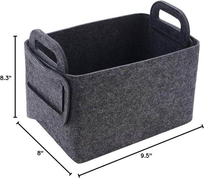 Minoisome Storage Basket Felt Storage Bin Collapsible& Convenient Box Organizer with Carry Handles for Office Bedroom Closet 