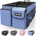 HOTOR Foldable Trunk Organizer - SUV & Sedan Compatible, 2 Compartments, Blue, 23.6x14.2x10.6 Sturdy Car Organization