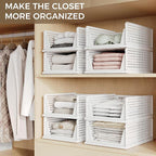 Pinkpum 8 Pack Closet Organizers and Storage Plastic Stackable Storage Bins, Foldable Drawer Shelf Storage Container for Ward