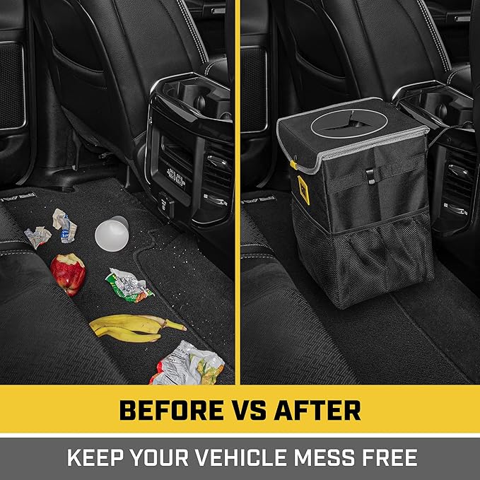 CAT® Car Trash Can & Ice Cooler – 2.4 Gallon Hanging Organizer with Anti-Spill Lid, Leak-Proof Waterproof Liner, Multi-Use Vehicle Bin for Cars, Trucks, SUVs – Heavy-Duty Travel Accessory