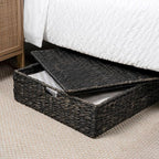 happimess BSK2015C Holden 30" Classic Costal Hand-Woven Hyacinth Wicker Under Bed Storage Basket with for Storage and Decorat