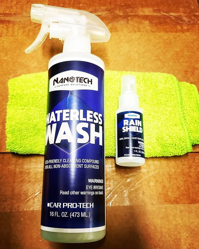 Nanotech Surface Solutions Wash & Shine Kit - Windshield Rain Repellent - Increase Visibility During Rainy Days & Waterless W