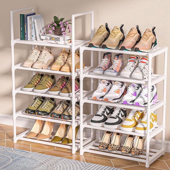 OYREL Shoe Rack Tall, Sturdy Metal Shoe Rack Organizer,Narrow Shoe Racks for Closets,Shoe Stand Shelf