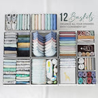 Drawer Organizer Clothes Set of 12 White-Grey - Dresser Organizer For Nursery, Bedroom, Closet - Perfect Baby Clothes Organiz