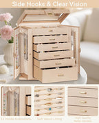 AKOZLIN Jewelry Box 360° Rotating 6-Tier Functional Jewelry Storage Case Organizer for Women Girls Ring Necklace Earring Brac