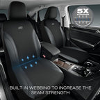 Skechers Car Seat Covers, Work Leather Seat Covers 5-Times Stronger Built-in Webbing, Oxford Fabric Seat Cover Full Sets, Air