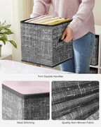 SONGMICS Storage Cubes, 11-Inch Non-Woven Fabric Bins with Double Handles, Set of 6, Closet Organizers for Shelves, Foldable,