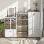 Homes: Inside + Out Apexa 4-Cube Storage Organizer Shelves, Stackable Wood Bookcase Fits Cubby Bins for Organization, Dorm Te