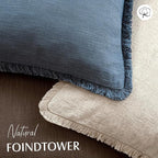 Foindtower Set of 2 Decorative Linen Fringe Throw Pillow Covers Cozy Farmhouse Cushion Cover with Tassels Accent Pillowcase f