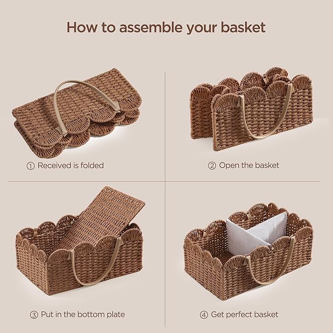HBlife Large Baby Diaper Caddy, Paper Rope Storage Baskets Nursery Bin with Removable Divider, Portable Car Organizer for Dia