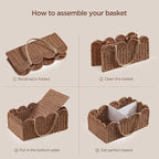HBlife Large Baby Diaper Caddy, Paper Rope Storage Baskets Nursery Bin with Removable Divider, Portable Car Organizer for Dia