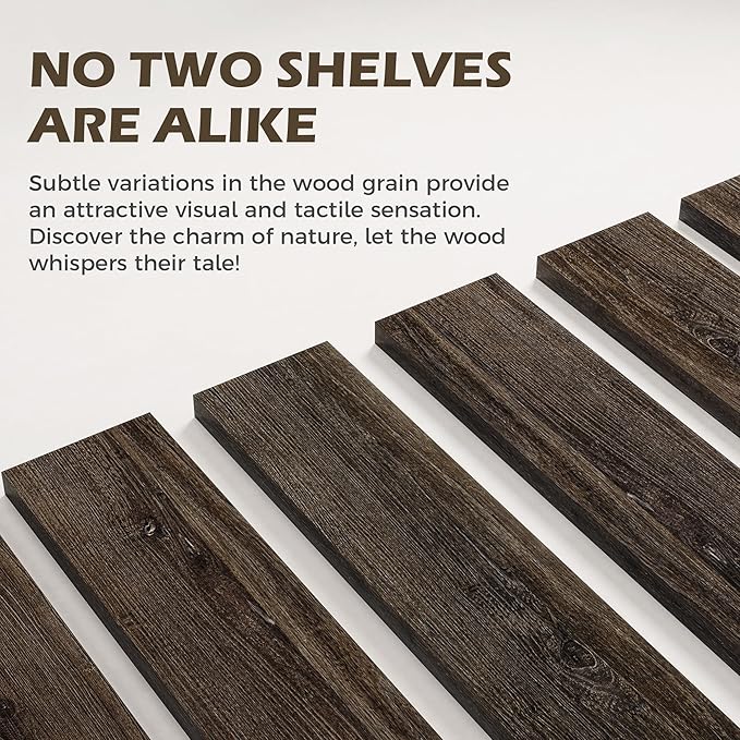 30 Inch Floating Shelves for Wall, 8"D High End Solid Hardwood Shelves for Decor Storage, Rustic Wall Shelves with Invisible 