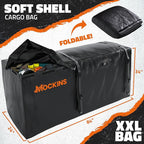 Mockins 40 Cu Ft XXL Hitch Cargo Carrier Bag 84"x24"x34" | 7 Ft Extra Wide Waterproof Trailer Hitch Storage & Truck Bed Cargo Bag | Heavy Duty Vehicle Soft-Shell Carriers w/Lock, Straps & Carry Case