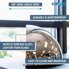 26” Acrylic Bubble Half Dome Convex Mirror, Round Indoor Security Mirror for Driveway Safety Spots, Outdoor Warehouse Side View, Circular Wall Mirror for Office Use - Vision Metalizers (DPB2612)