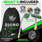 Rhino USA Heavy Duty Tire Pressure Gauge (0-75 PSI) - Certified ANSI B40.1 Accurate, Large 2" Easy Read Glow Dial, Premium Braided Hose, Solid Brass Hardware, Best for Any Car, Truck, Motorcycle, RV