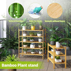 BMOSU 5-Tier Bamboo Shoe Rack Premium Stackable Shoe Shelf Storage Organizer for Hallway Closet Living Room Entryway Organize