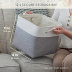 OrganiHaus 12x12 Cube Storage Bins 4 Pack, Foldable Cube Storage Organizer w/ Rope Handles, Collapsible Fabric Bins for Toys,