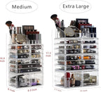 Cq acrylic 4 Pack Clear Makeup Organizer Countertop,Stackable 12 Drawers Skincare Organizer,Cute Skin Care Organizer for Vani