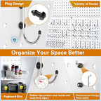 Peg Board, 68PCS Heavy Duty Metal Pegboard with Hooks, 4 Pack White Peg Board Panels, 50lbs Load Capacity Each, Pegboard Wall
