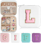 Parima Travel Jewelry Case - Initial Jewelry Boxes, Travel Gifts for Women Girl, Ring, Necklace, Earring Organizer Box - Init