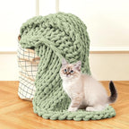 Admitrack Chunky Knit Blanket Throw, 100% Hand Knit Chenille Throw Blanket for Sofa & Home Decor, Soft and Cozy Knitted Throw