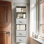 Vailando 6-Shelf Hanging Closet Organizer with 3 Drawers, Closet Hanging Shelves with Removable Fabric Drawers for Wardrobe, 