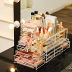 Acrylic Clear Makeup Organizer Countertop,Stackable Skincare Organizer for Vanity With 8 Drawers,Large Plastic Desk Accessori