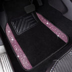 CAR PASS Bling Rhinestone Car Seat Covers Leather Shining Diamond Car Floor Mats Carpet with Anti-Slip Nibs Bling Diamonds Ca