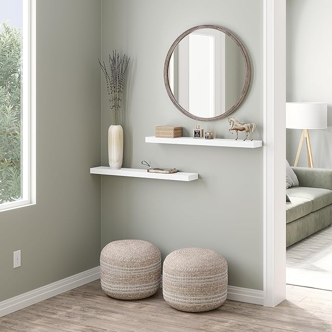 Ballucci Floating Shelves, 36" Wood Wall Shelf Set of 2, with Invisible Brackets for Bathroom, Living Room, Bedroom, Kitchen,