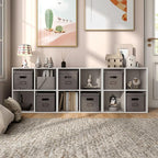 Homes: Inside + Out Apexa 4-Cube Storage Organizer Shelves, Stackable Wood Bookcase Fits Cubby Bins for Organization, Dorm Te
