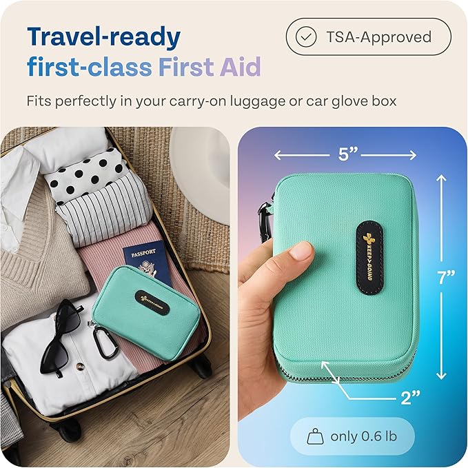 KeepGoing Travel First Aid Kit for Car, Home, Hiking, Camping and Outdoor Emergencies - First Aid Kit Travel Size TSA-Approve