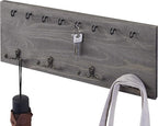 MyGift Wooden Key Rack Organizer in Vintage Gray Finish, Wall-Mounted Entryway Hanging Key Holder with 12 Hooks