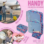 Disney Packing Organisers, Packing Cubes for Suitcases Luggage, Wash Bag (Navy Stitch)